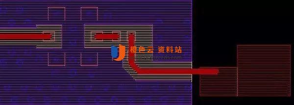 图1b：线宽0.35 mm的射频线(表层铺地前)